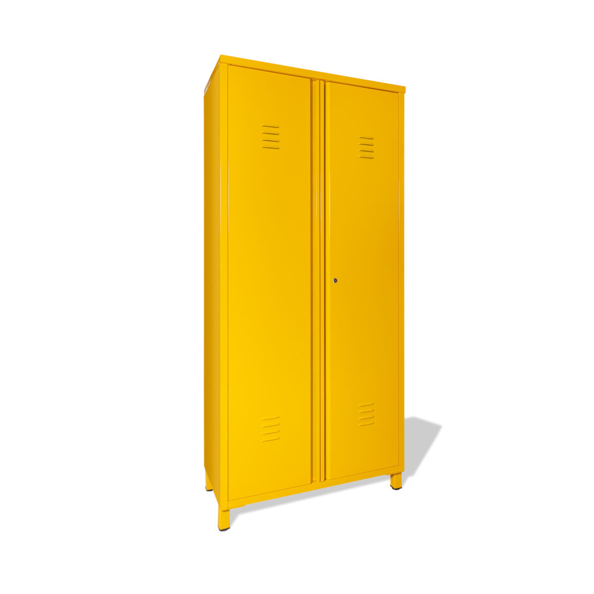 ארון מתכת עם שתי דלתות צבע צהוב